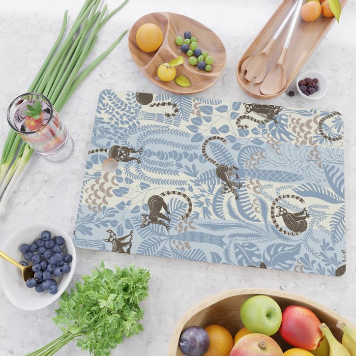 Jungle adventure striped blue Cutting Board Gallery Image 2