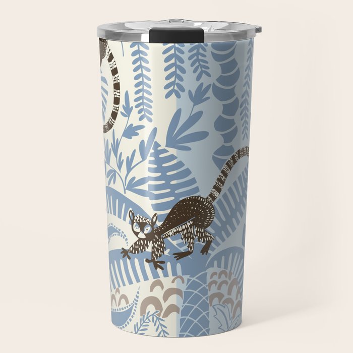 Jungle adventure striped blue Travel Mug Gallery Image 1
