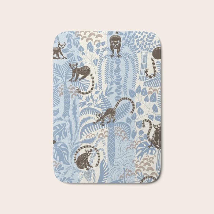 Jungle adventure striped blue Bath Mat Gallery Image 1