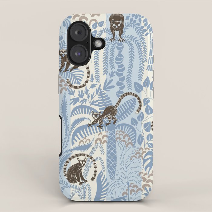 Jungle adventure striped blue iPhone Case Gallery Image 1