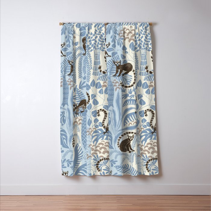 Jungle adventure striped blue Window Curtain Gallery Image 3