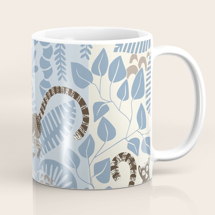 Jungle adventure striped blue Coffee Mug Gallery Image 1