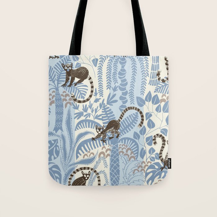 Jungle adventure striped blue Tote Bag Gallery Image 1