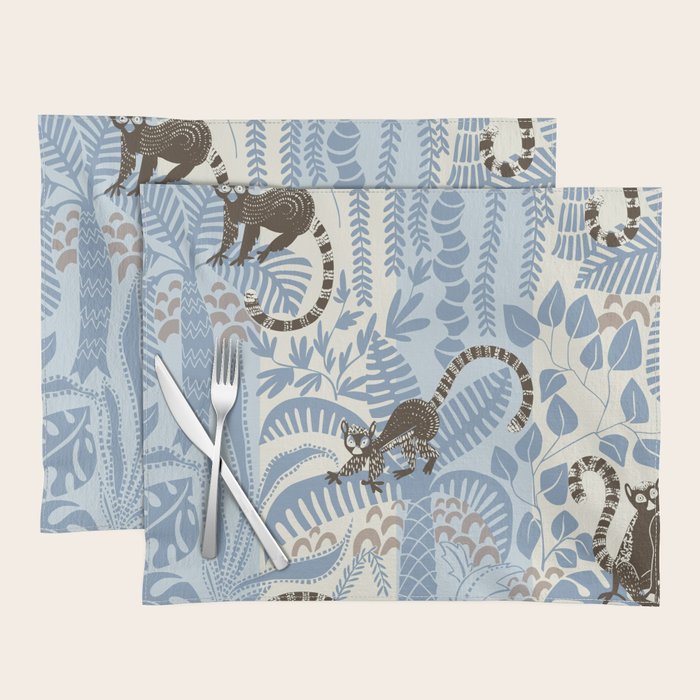 Jungle adventure striped blue Placemat Gallery Image 1