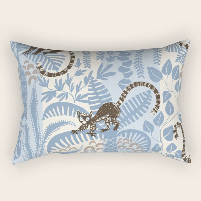 Jungle adventure striped blue Rectangular Pillow Gallery Image 1