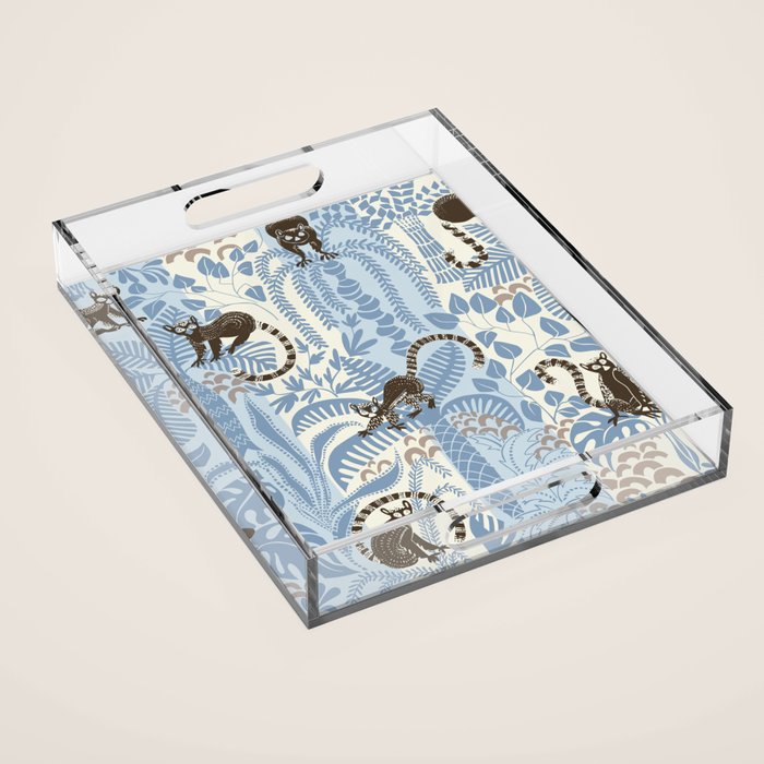 Jungle adventure striped blue Acrylic Tray Gallery Image 1