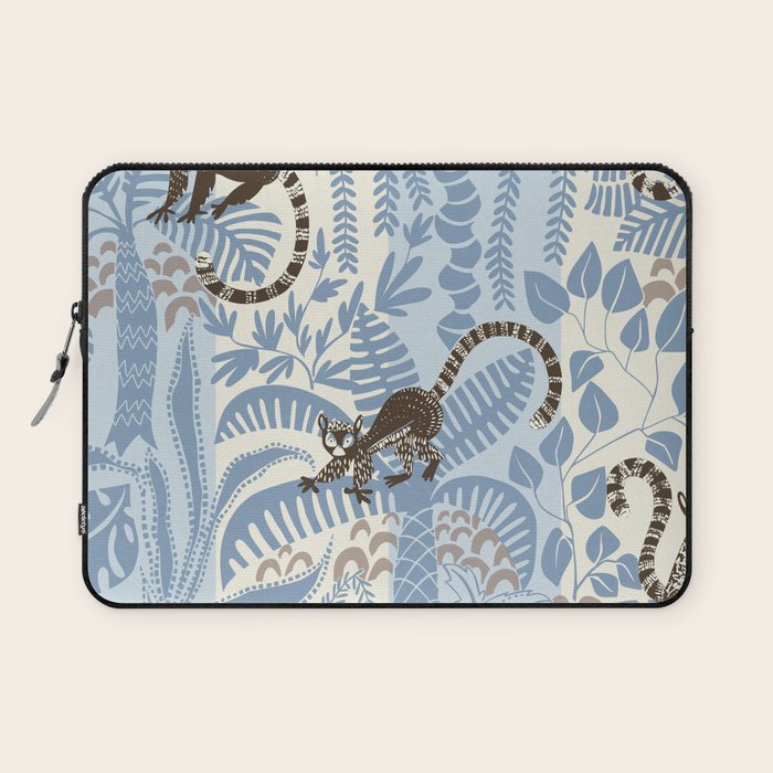 Jungle adventure striped blue Laptop Sleeve Gallery Image 1