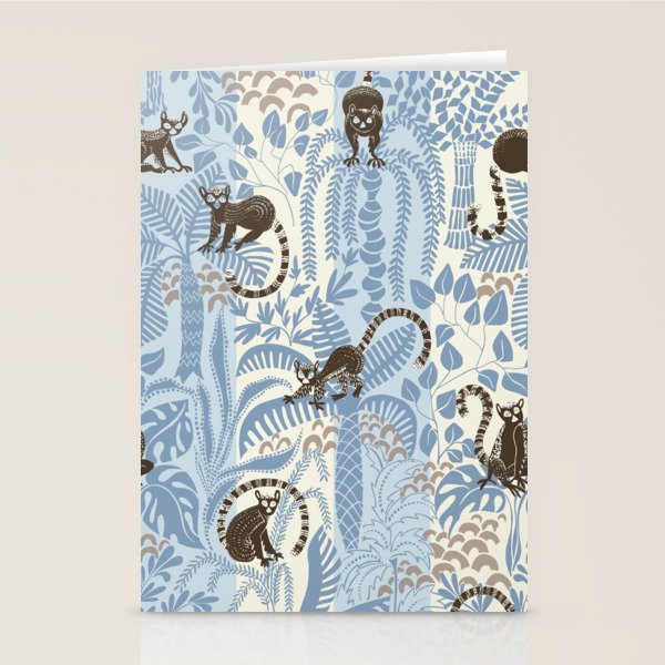Jungle adventure striped blue Stationery Card Gallery Image 1