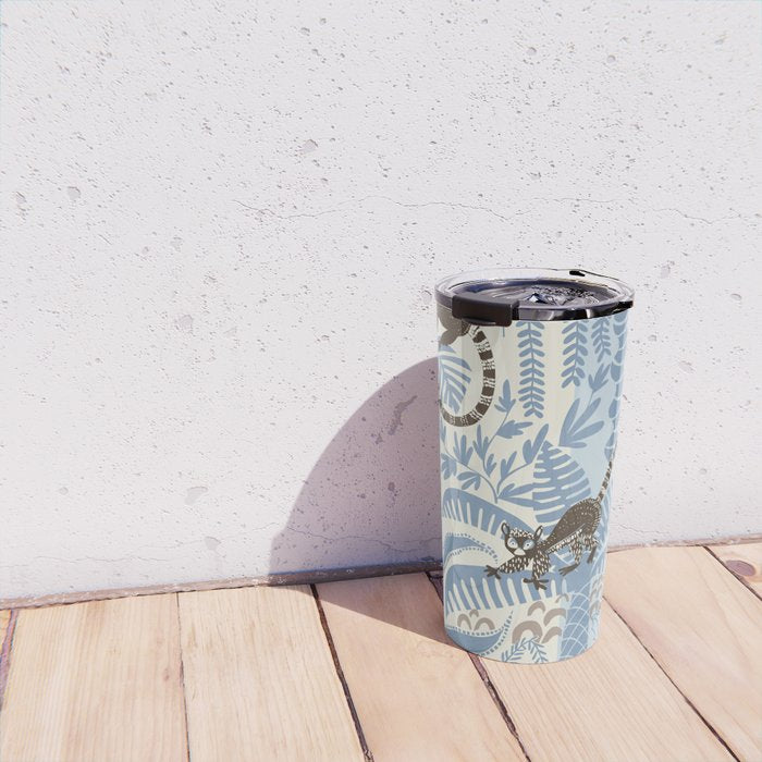 Jungle adventure striped blue Travel Mug Gallery Image 4