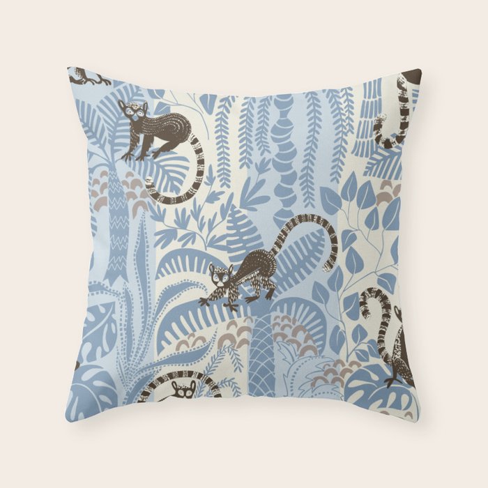 Jungle adventure striped blue Throw Pillow Gallery Image 6