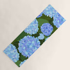 Light Blue Hydrangeas, Preppy Modern Flowers, Botanical, Floral Yoga Mat Gallery Image 1