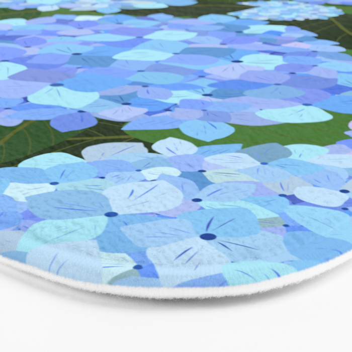 Light Blue Hydrangeas, Preppy Modern Flowers, Botanical, Floral Bath Mat Gallery Image 3