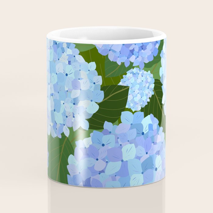 Light Blue Hydrangeas, Preppy Modern Flowers, Botanical, Floral Coffee Mug Gallery Image 4