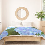 Light Blue Hydrangeas, Preppy Modern Flowers, Botanical, Floral Duvet Cover Gallery Image 3