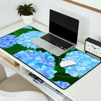 Light Blue Hydrangeas, Preppy Modern Flowers, Botanical, Floral Desk Mat Gallery Image 2
