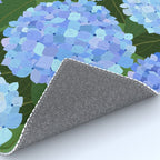 Light Blue Hydrangeas, Preppy Modern Flowers, Botanical, Floral Rug Gallery Image 4