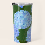 Light Blue Hydrangeas, Preppy Modern Flowers, Botanical, Floral Travel Mug Gallery Image 3