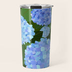 Light Blue Hydrangeas, Preppy Modern Flowers, Botanical, Floral Travel Mug Gallery Image 1