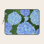 Light Blue Hydrangeas, Preppy Modern Flowers, Botanical, Floral Laptop Sleeve Gallery Image 1