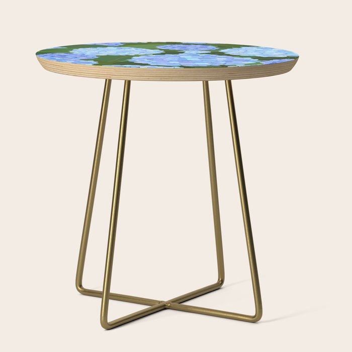 Light Blue Hydrangeas, Preppy Modern Flowers, Botanical, Floral Side Table Gallery Image 1