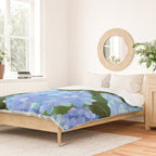 Light Blue Hydrangeas, Preppy Modern Flowers, Botanical, Floral Duvet Cover Gallery Image 2