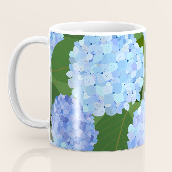 Light Blue Hydrangeas, Preppy Modern Flowers, Botanical, Floral Coffee Mug Gallery Image 3