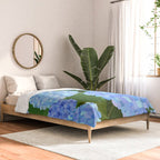Light Blue Hydrangeas, Preppy Modern Flowers, Botanical, Floral Comforter Gallery Image 2