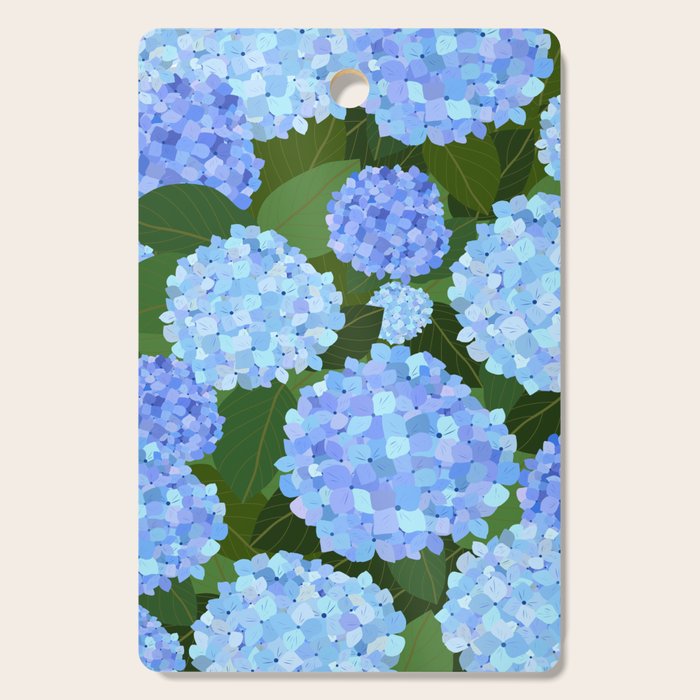 Light Blue Hydrangeas, Preppy Modern Flowers, Botanical, Floral Cutting Board Gallery Image 1