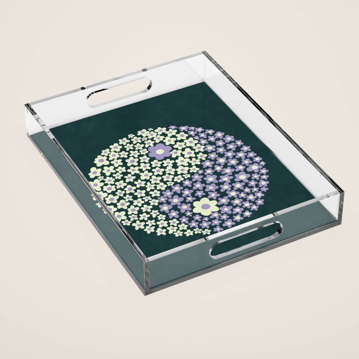 Floral yin-yang Acrylic Tray Gallery Image 1