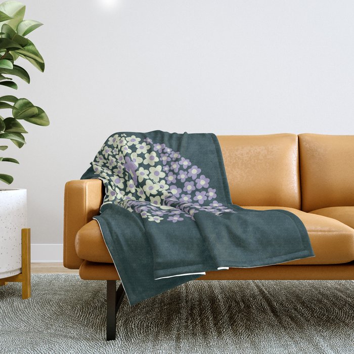 Floral yin-yang Throw Blanket Gallery Image 1
