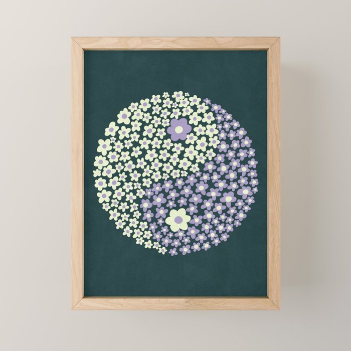 Floral yin-yang Mini Art Print Gallery Image 1