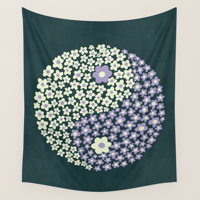 Floral yin-yang Wall Tapestry Gallery Image 1