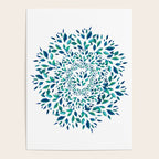 Blue Leaves Mandala Poster Gallery Image 4