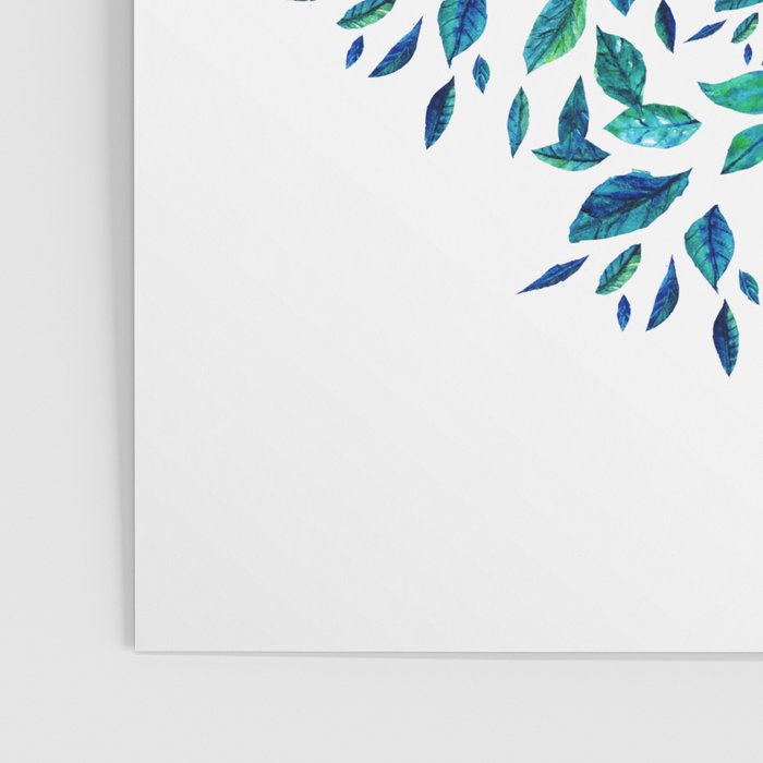 Blue Leaves Mandala Poster Gallery Image 3