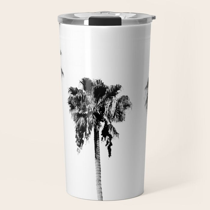 Black + White Palm Trees Travel Mug Gallery Image 1