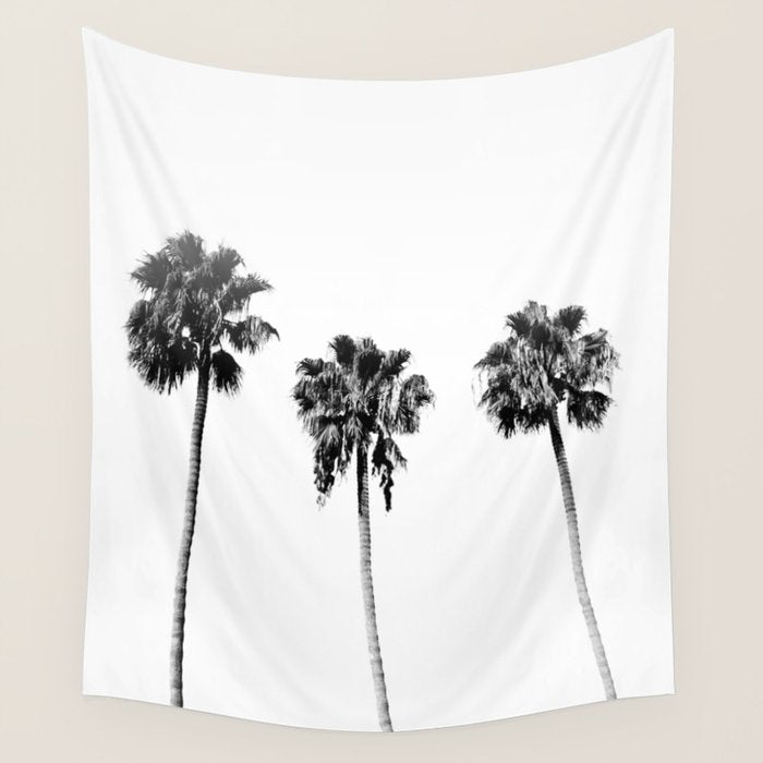 Black + White Palm Trees Wall Tapestry Gallery Image 1