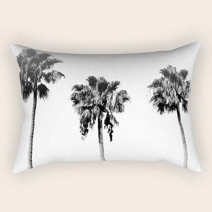 Black + White Palm Trees Rectangular Pillow