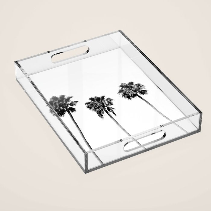Black + White Palm Trees Acrylic Tray Gallery Image 1