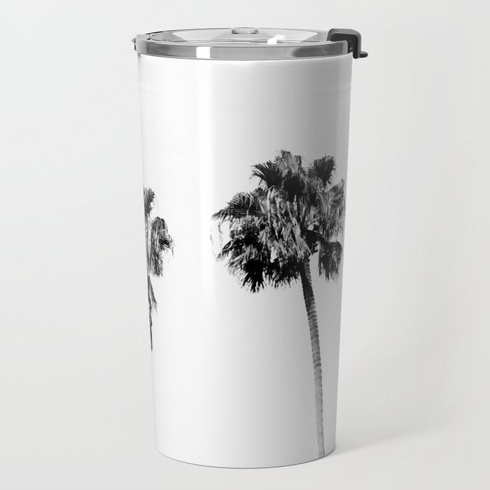 Black + White Palm Trees Travel Mug Gallery Image 2