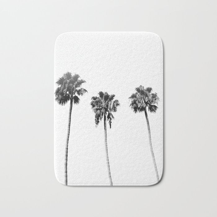 Black + White Palm Trees Bath Mat Gallery Image 1