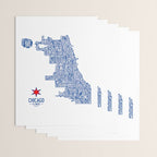 Chicago Neighborhood Map in Blue Wrapping Paper Gallery Image 3