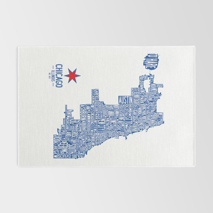 Chicago Neighborhood Map in Blue Rug Gallery Image 2