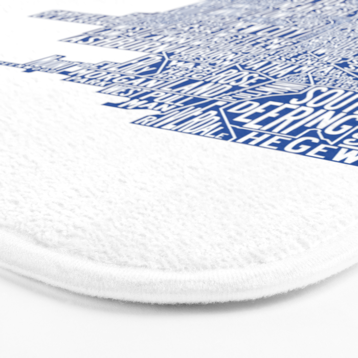Chicago Neighborhood Map in Blue Bath Mat Gallery Image 3