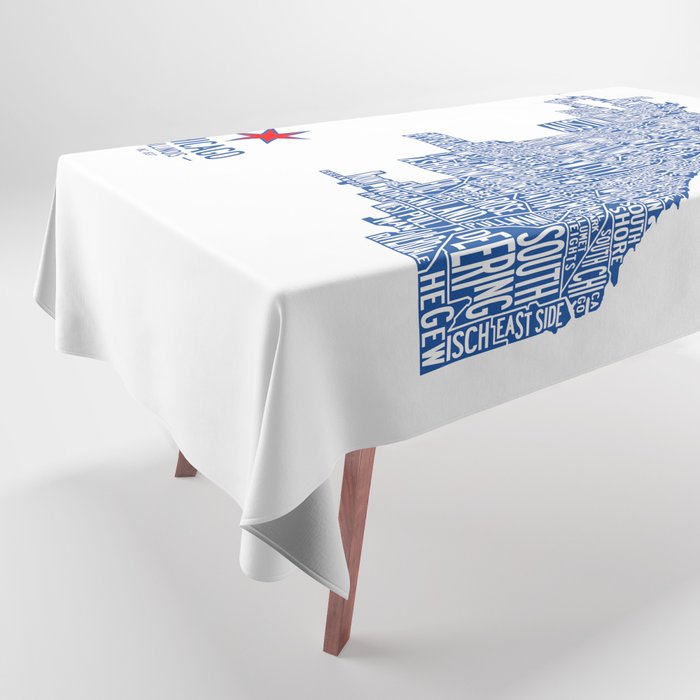 Chicago Neighborhood Map in Blue Tablecloth Gallery Image 1