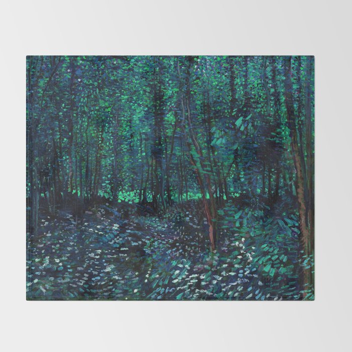 Vincent Van Gogh Trees & Underwood Teal Green Throw Blanket Gallery Image 2