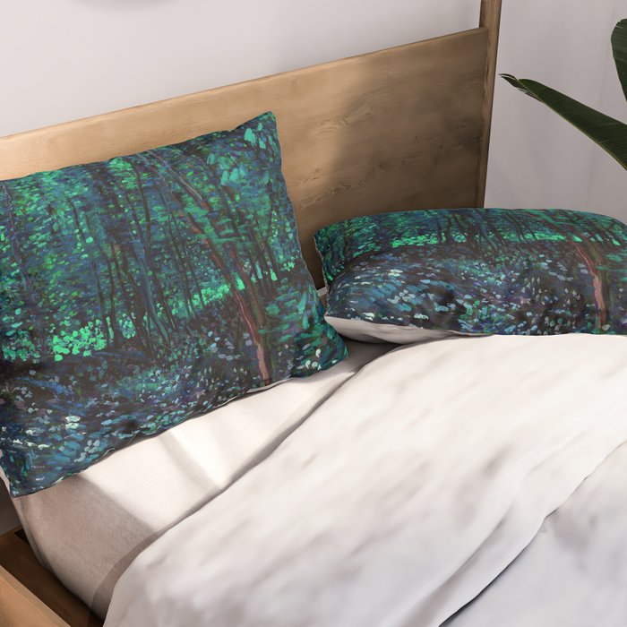 Vincent Van Gogh Trees & Underwood Teal Green Pillow Sham Gallery Image 2
