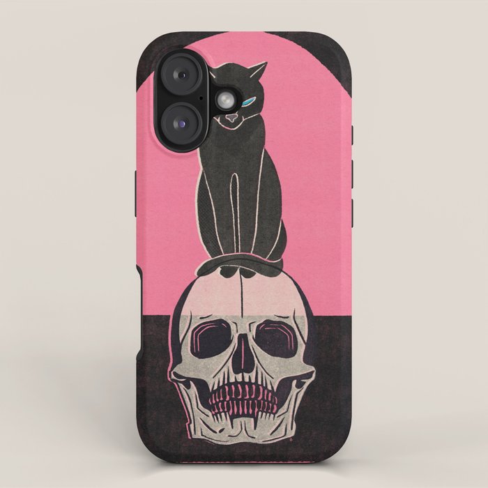 Black Cat on Skull iPhone Case Gallery Image 1