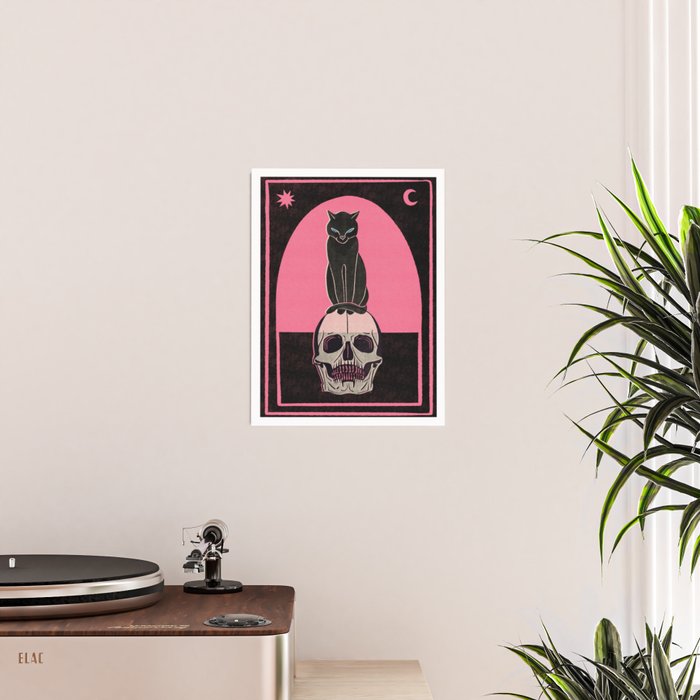 Black Cat on Skull Poster Gallery Image 2