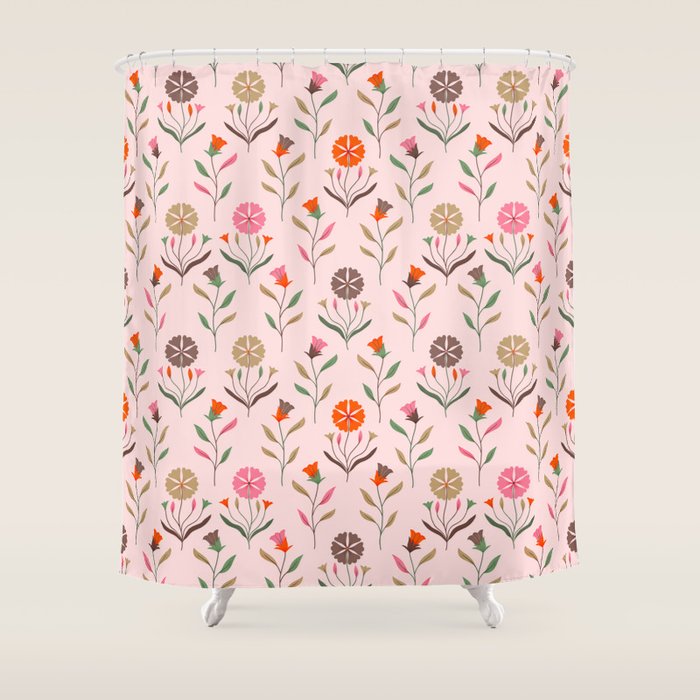 Folk Meadow - Spring Blush Shower Curtain Gallery Image 1