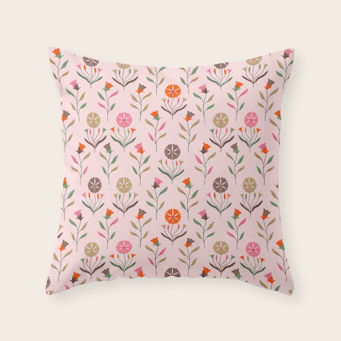 Folk Meadow - Spring Blush Throw Pillow Gallery Image 6